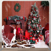 Aperturee - Aperturee Indoor Room Green Tree Red Gifts Pillow Case Backdrop